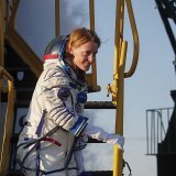 L'astronaute américaine Loral O'Hara a embarqué à bord de la fusée Soyouz avec deux collègues russes.